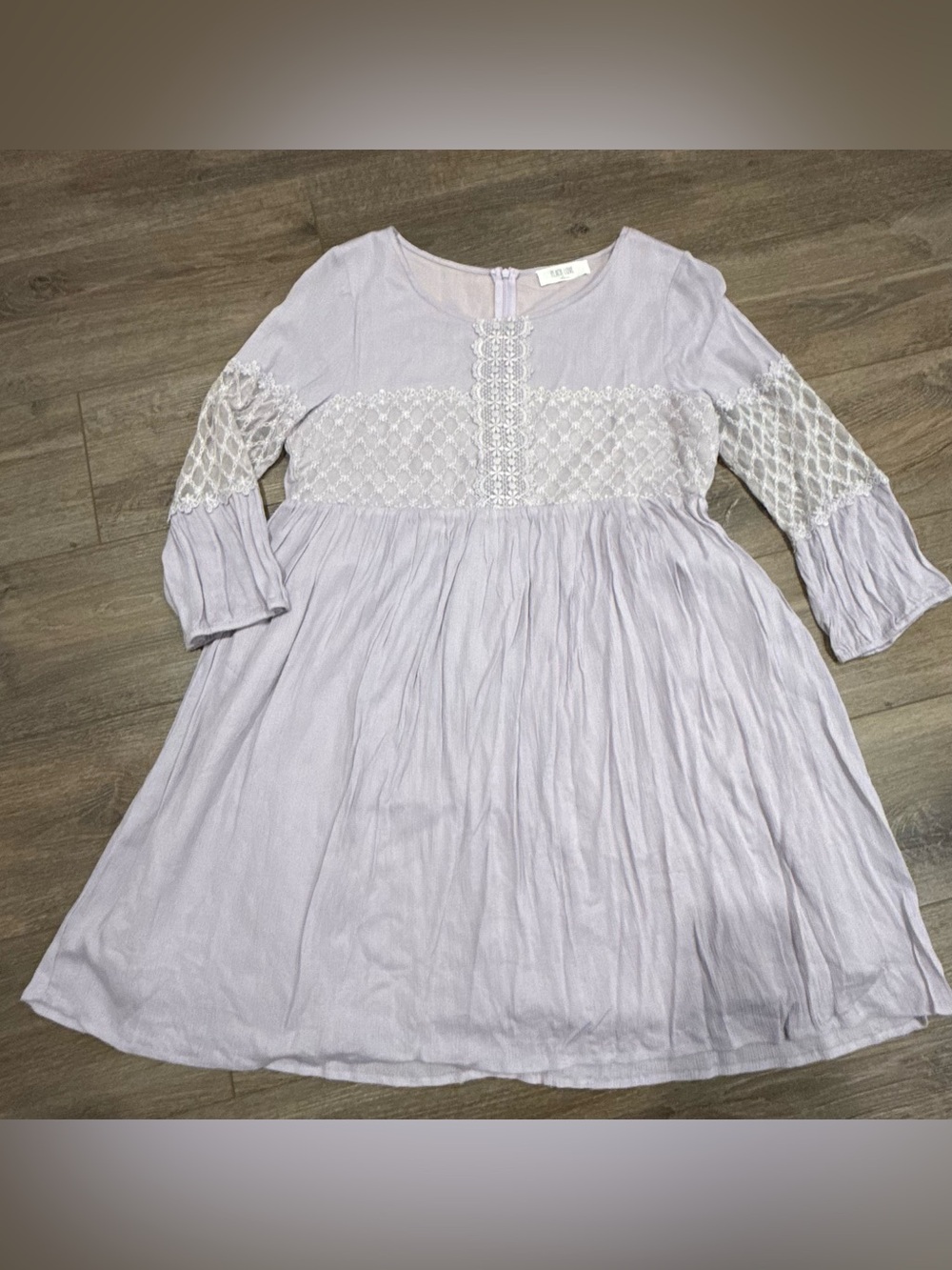 Peach Love California Lavender Lace-Trim Boho Cottagecore Dress